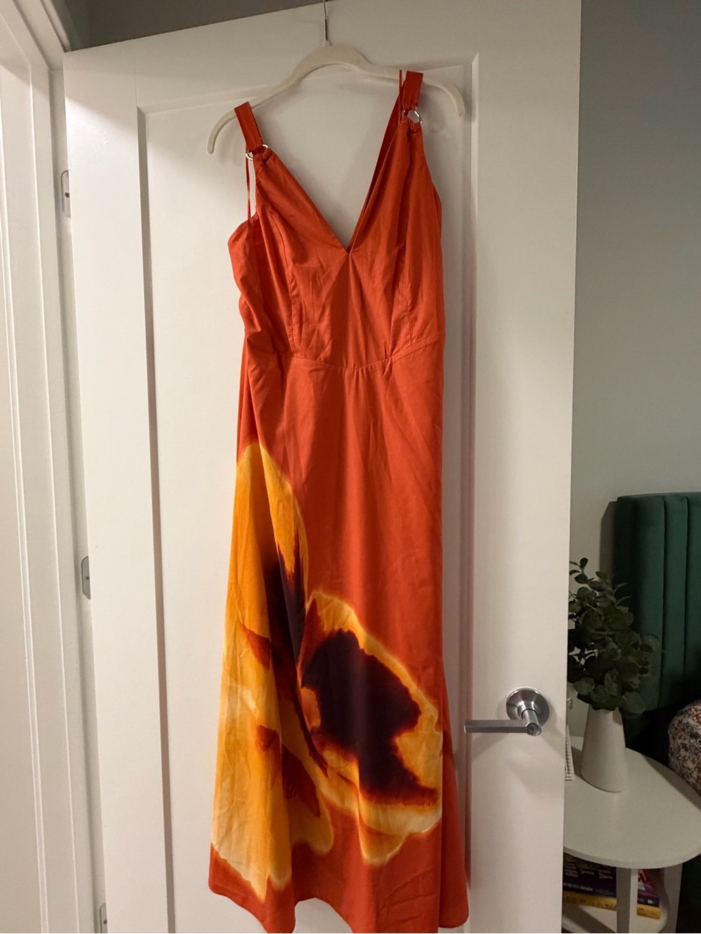 Abercrombie & Fitch Orange Floral-Print V-Neck Maxi Dress